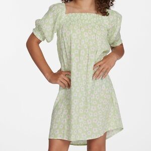 Billabong girls green daisy print dress